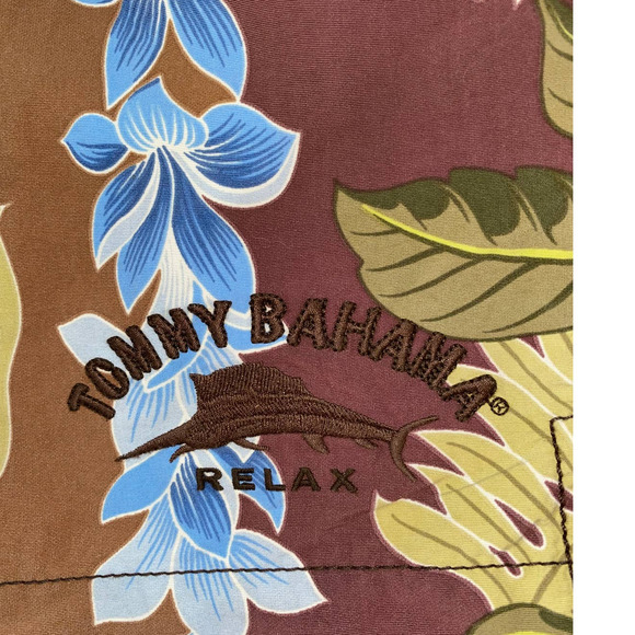 Tommy Bahama Relax Hawaiian blue brown Men's Swim trunks shorts size XL pockets - Picture 3 of 7